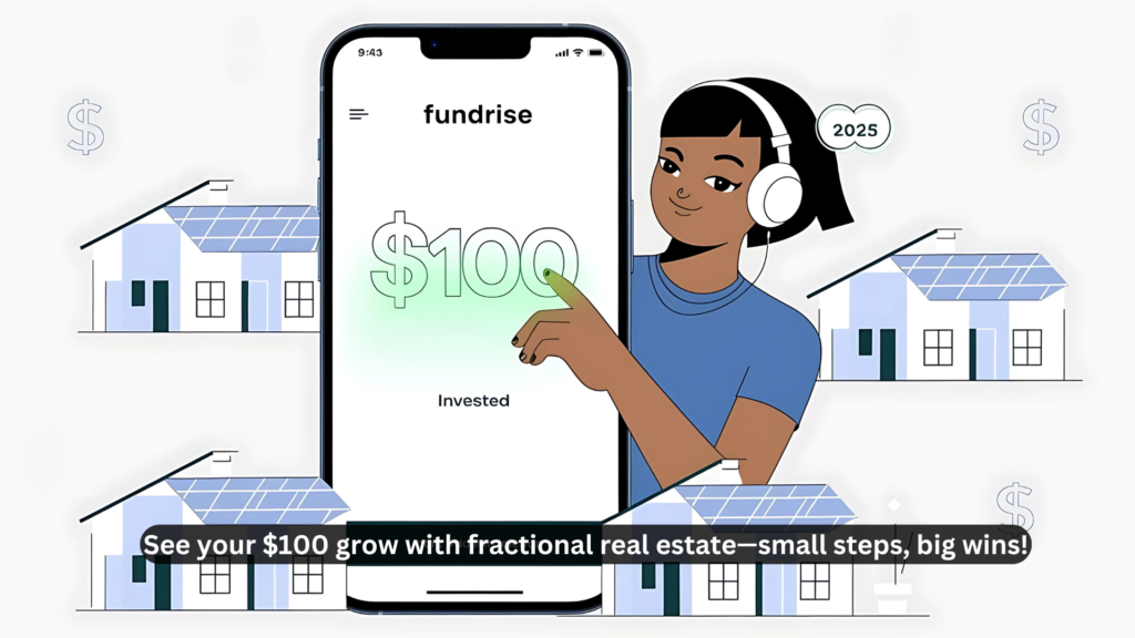 Fractional real estate USA beginners app Fundrise interface 2025