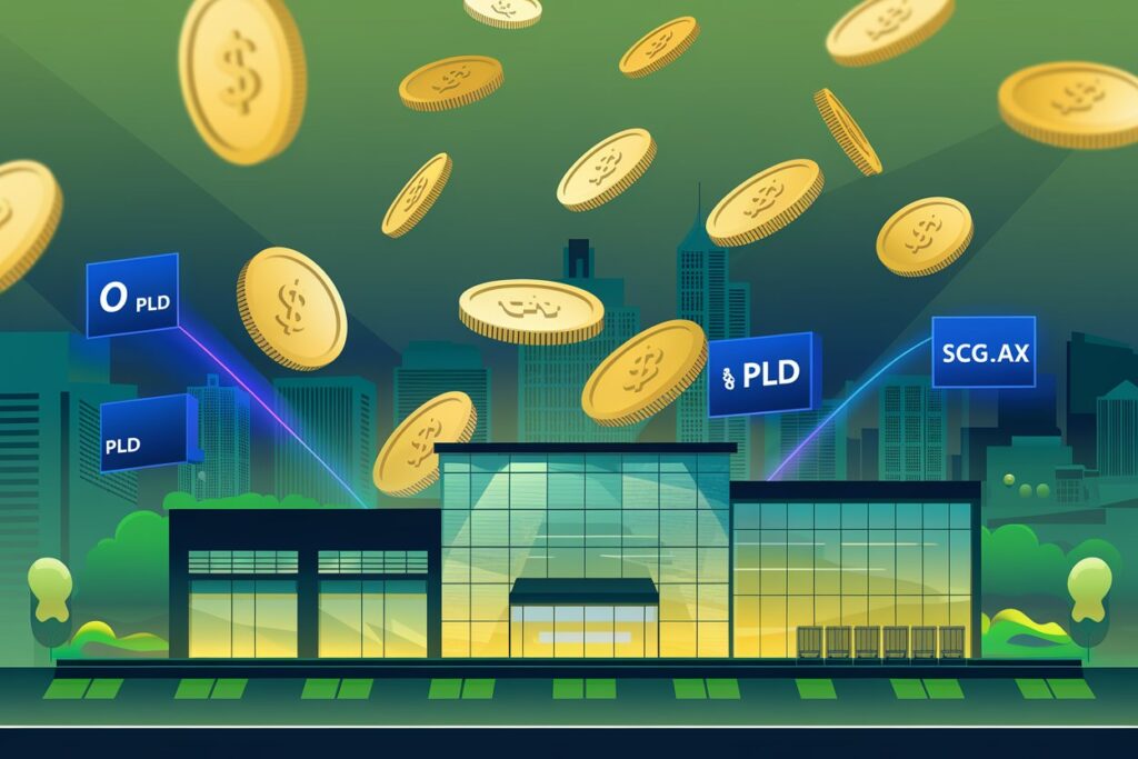 REIT property with dividend graphics, showing how to earn passive income with REITs in 2025.